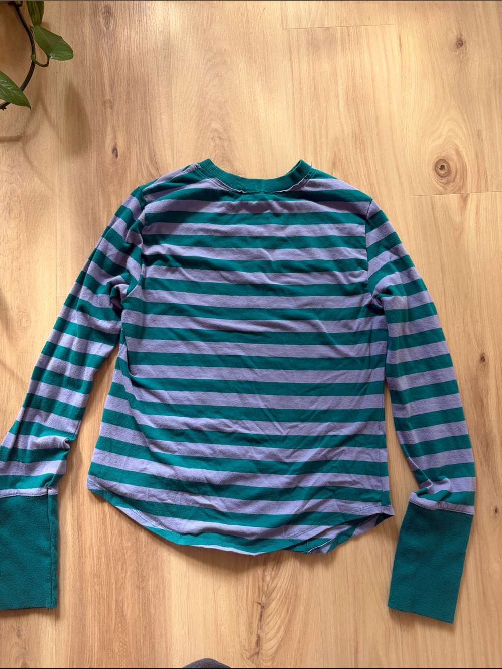 Maeve Green and Purple Striped Long Sleeve Tee - Picture 3 of 5